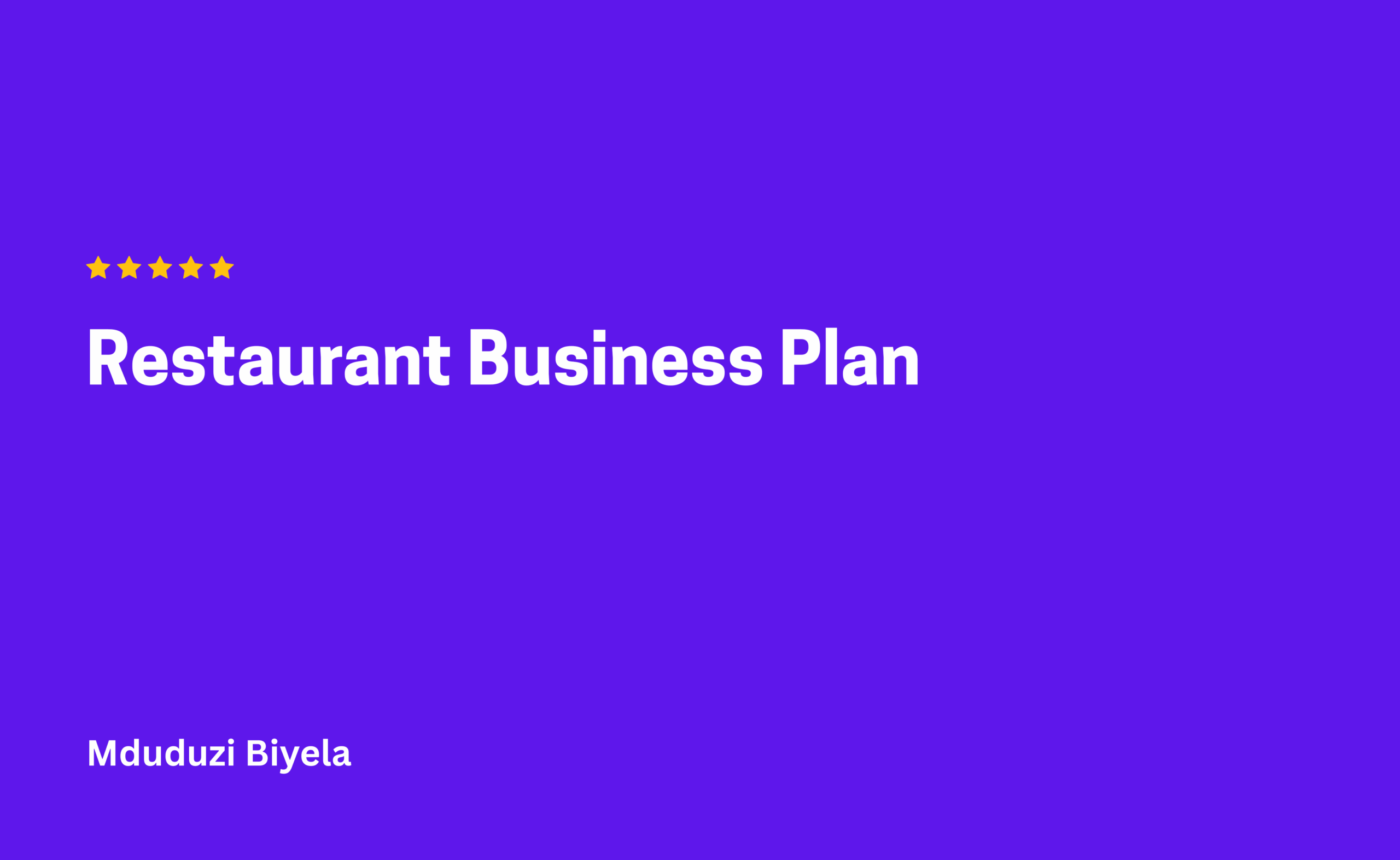 Restaurant Business Plan